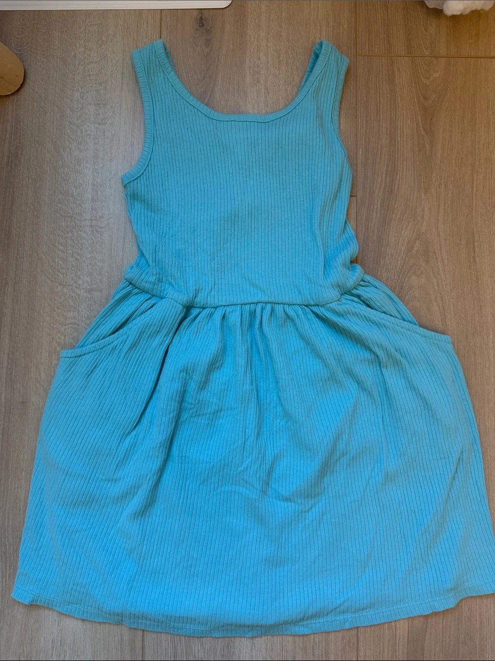 Cat & Jack Aqua Ribbed Tank Dress with Pockets